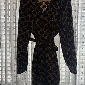 Twin-Set Black and Gold Chain Pattern Dress